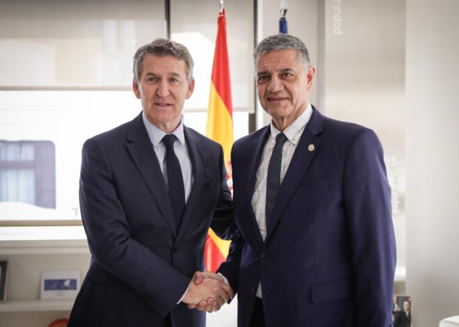 JORGE MACRI EN MADRID: SE REUNIÓ CON ALBERTO NÚÑEZ FEIJÓO Y AVANZÓ EN UNA AGENDA DE COOPERACIÓN INTERNACIONAL