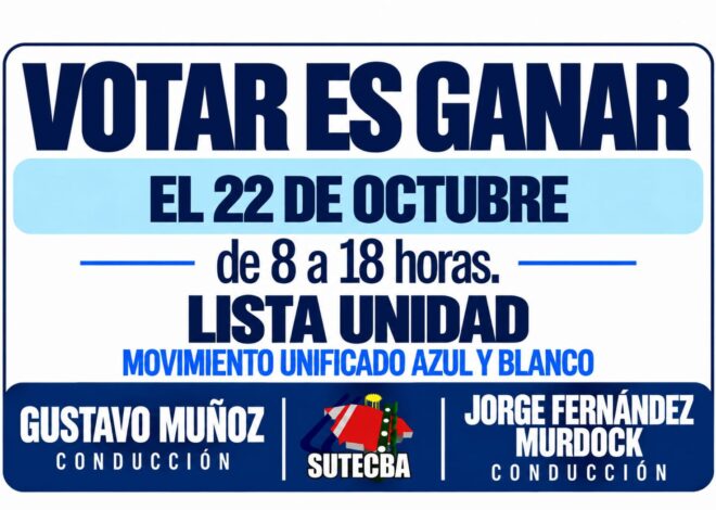 EL 22 DE OCTUBRE SUTECBA LEGISLATURA RENOVARÁ AUTORIDADES