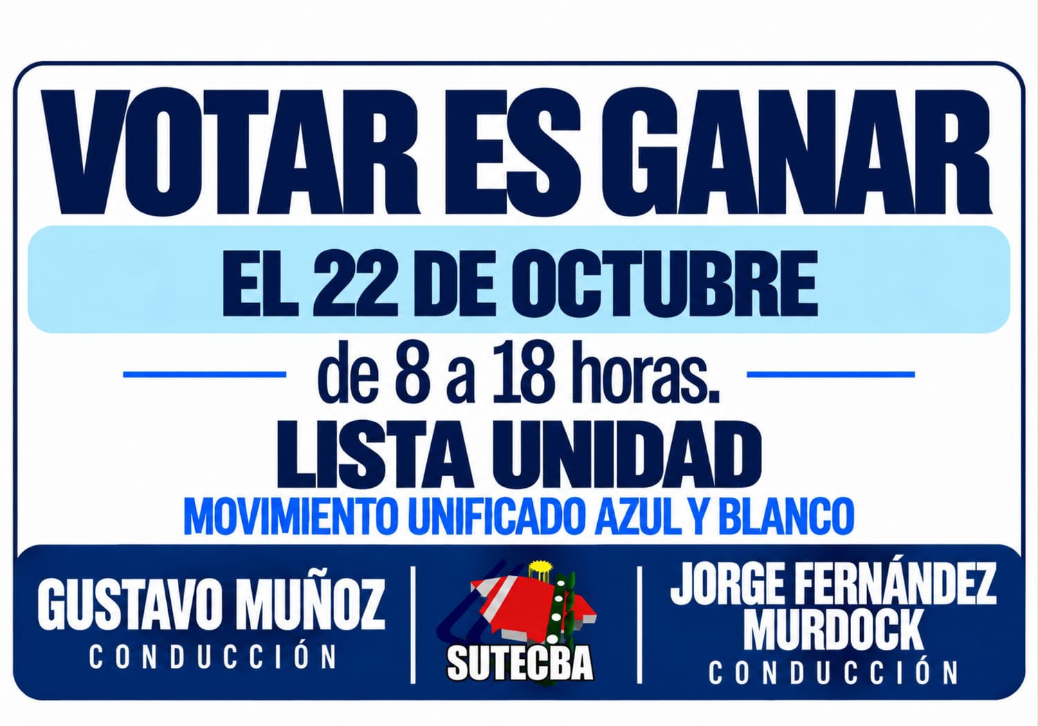 EL 22 DE OCTUBRE SUTECBA LEGISLATURA RENOVARÁ AUTORIDADES